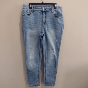 Women's Seven7 Skinny Jeans Distressed Light Wash Size 14W